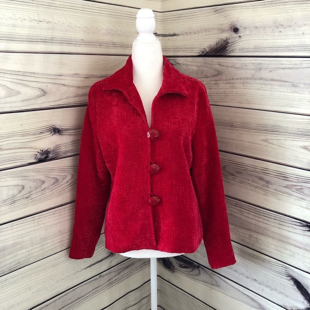 Laura Ashley Pink Velvet Blazer Jacket Size Medium Petite
